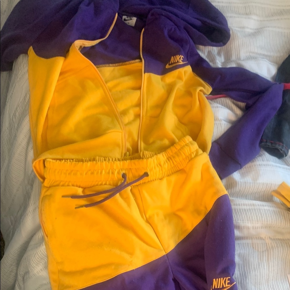 Nike Purple and Yellow Tracksuit